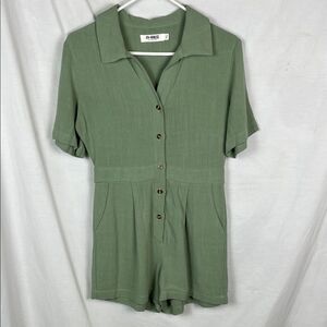 NWOT 4th + Reckless Linen Blend Moss Green Romper